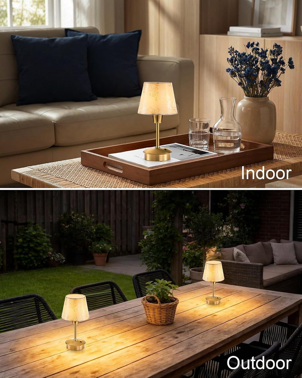 UMEXUS 2 Pack 9.8'' Small Cordless Table Lamp, Battery Operated Touch...