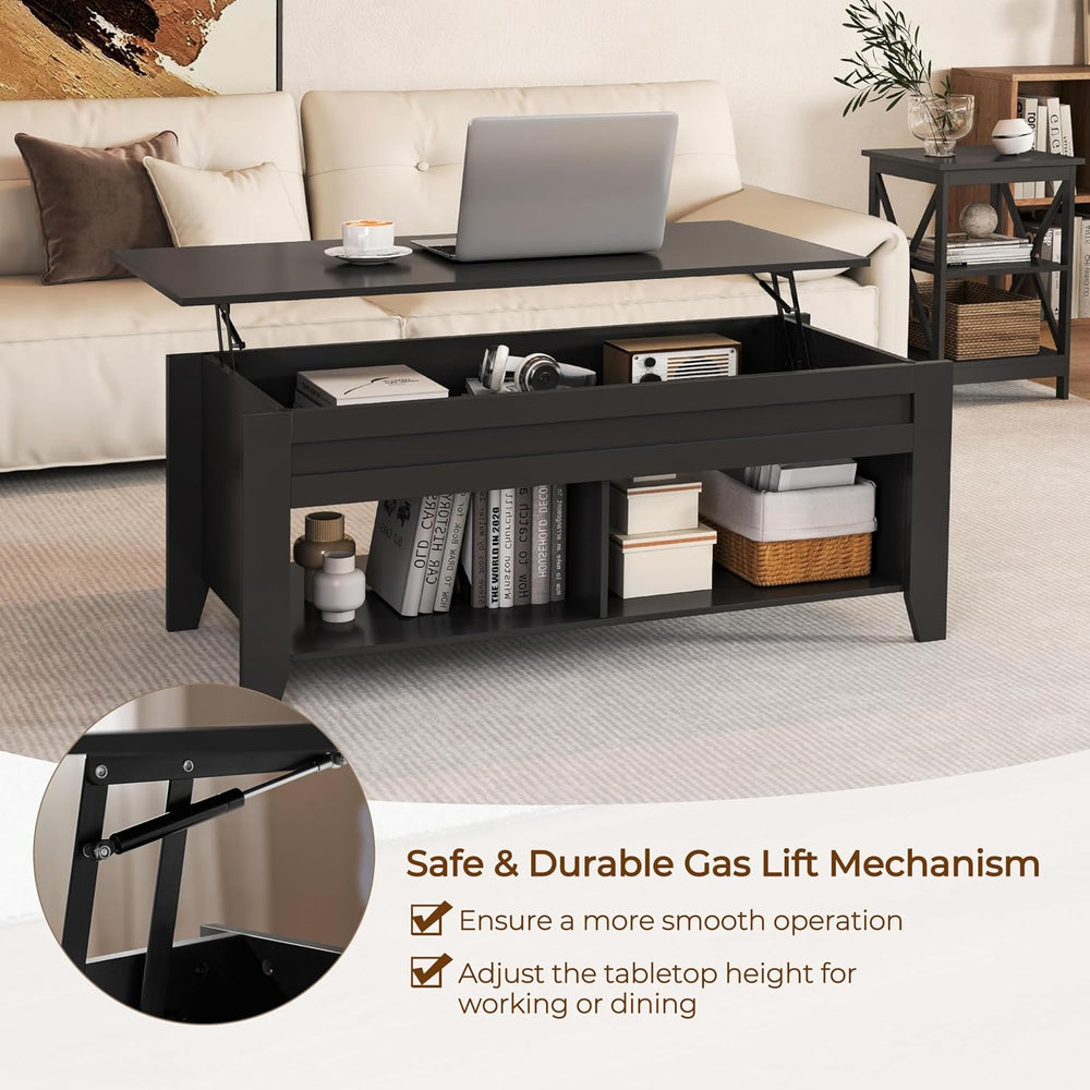 Yaheetech 39.5" Lift Top Coffee Table with Storage Shelf, Black