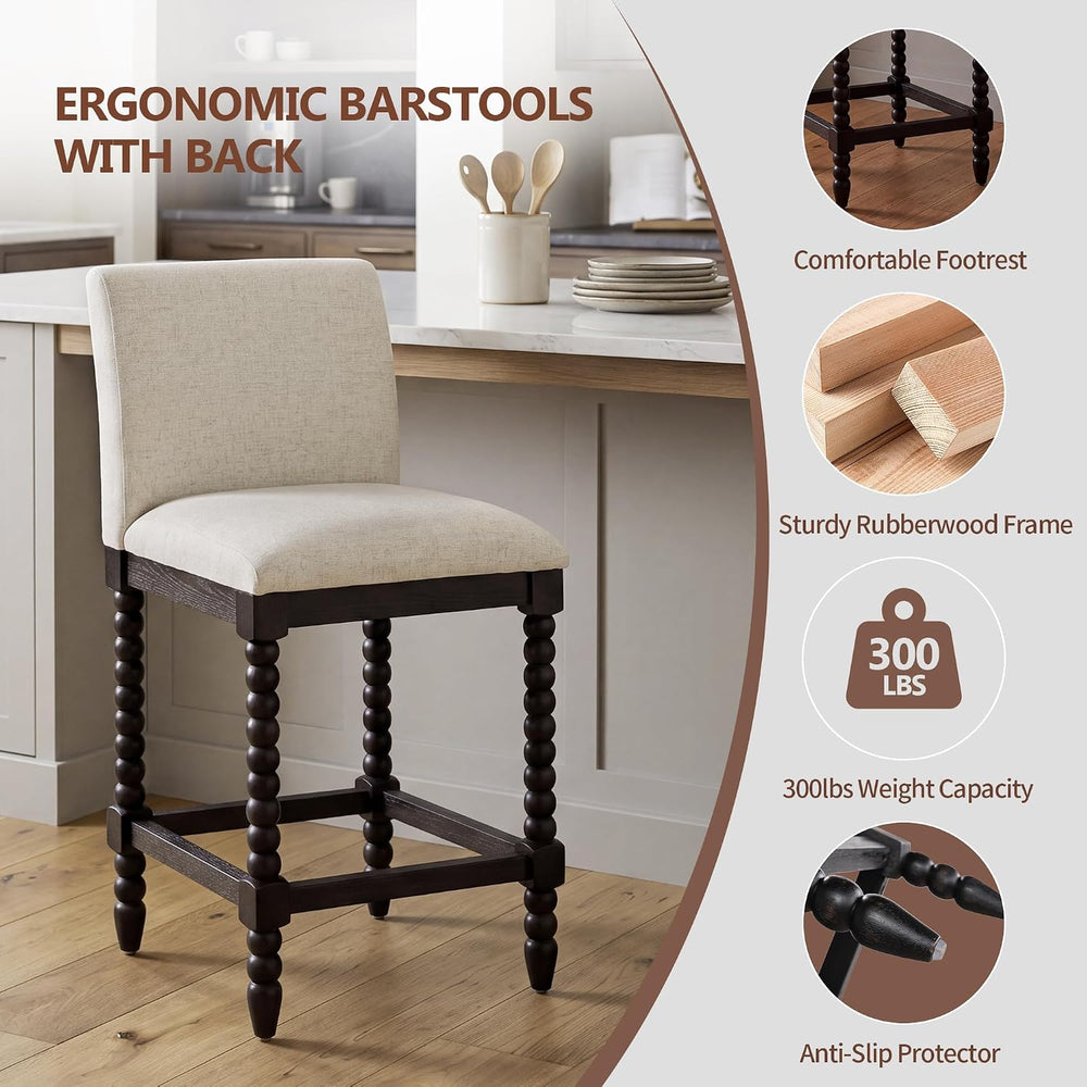 DUHOME Spindle Counter Stool with Padded Spring Seat