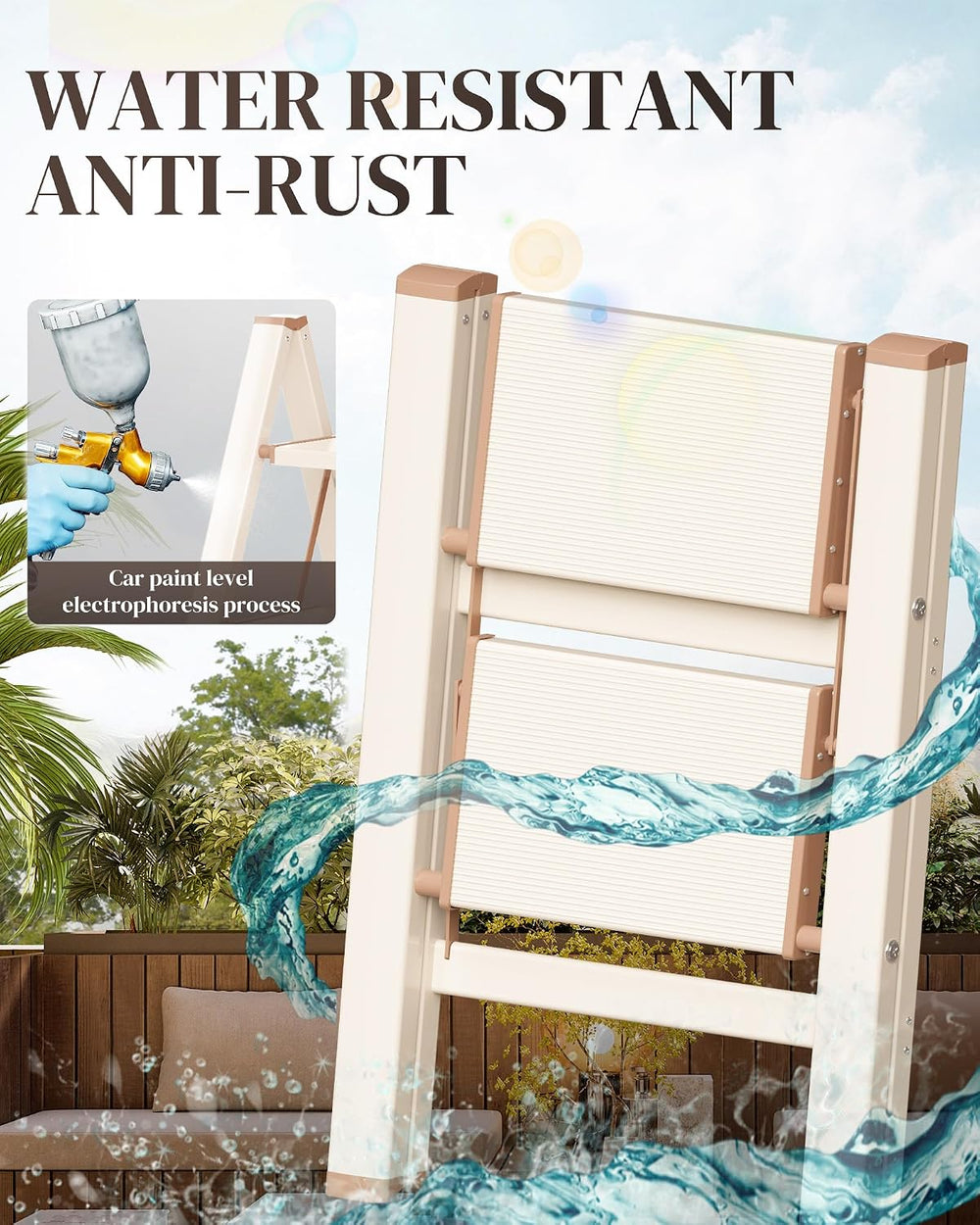 2 Step Ladder, Foldable Aluminum Step Stool with Anti-Slip Pedal