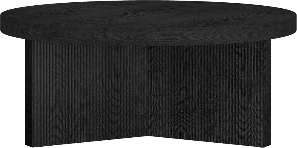 Henn&Hart 36" Scandinavian Fluted Coffee Table, Natural Black