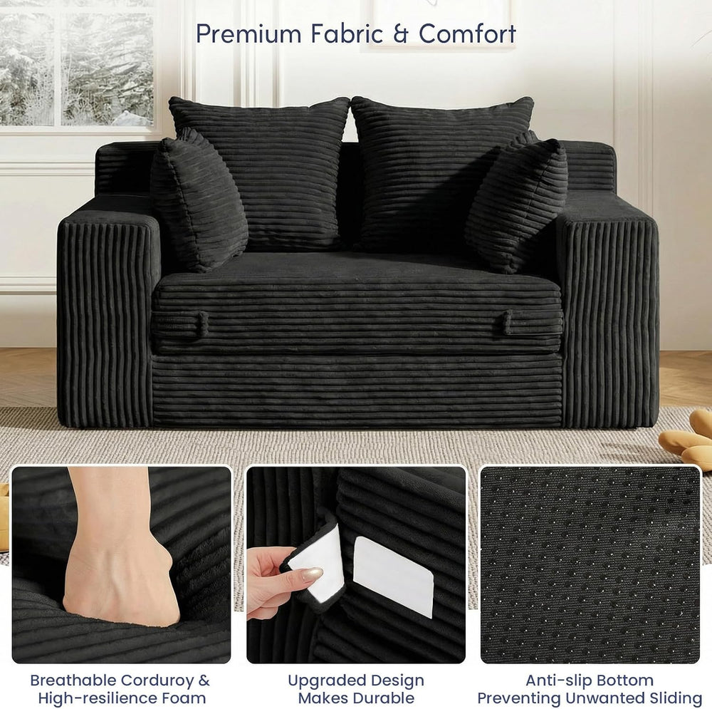 cidludto Boneless Couch Loveseat Sleeper, Convertible Sofa Bed Folding Couch ...