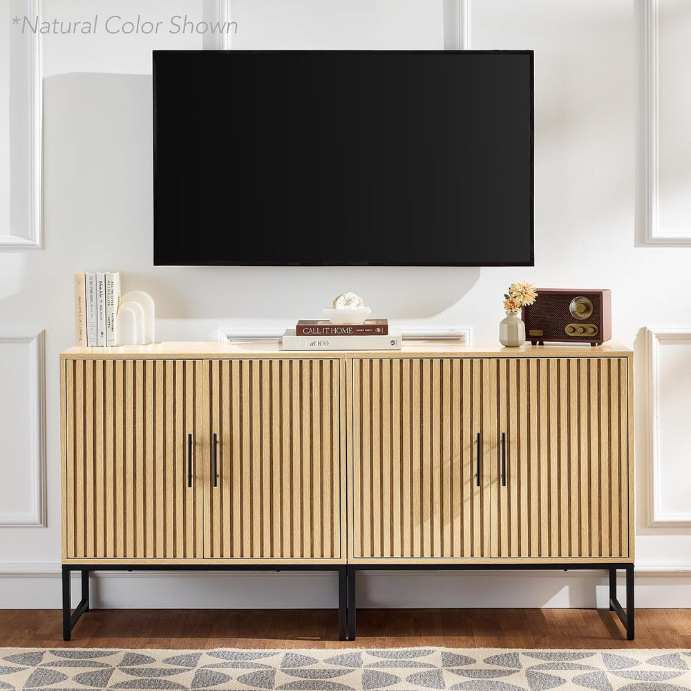 Best Choice Products Slatted Sideboard Buffet Cabinet, Entryway Table, Accent...