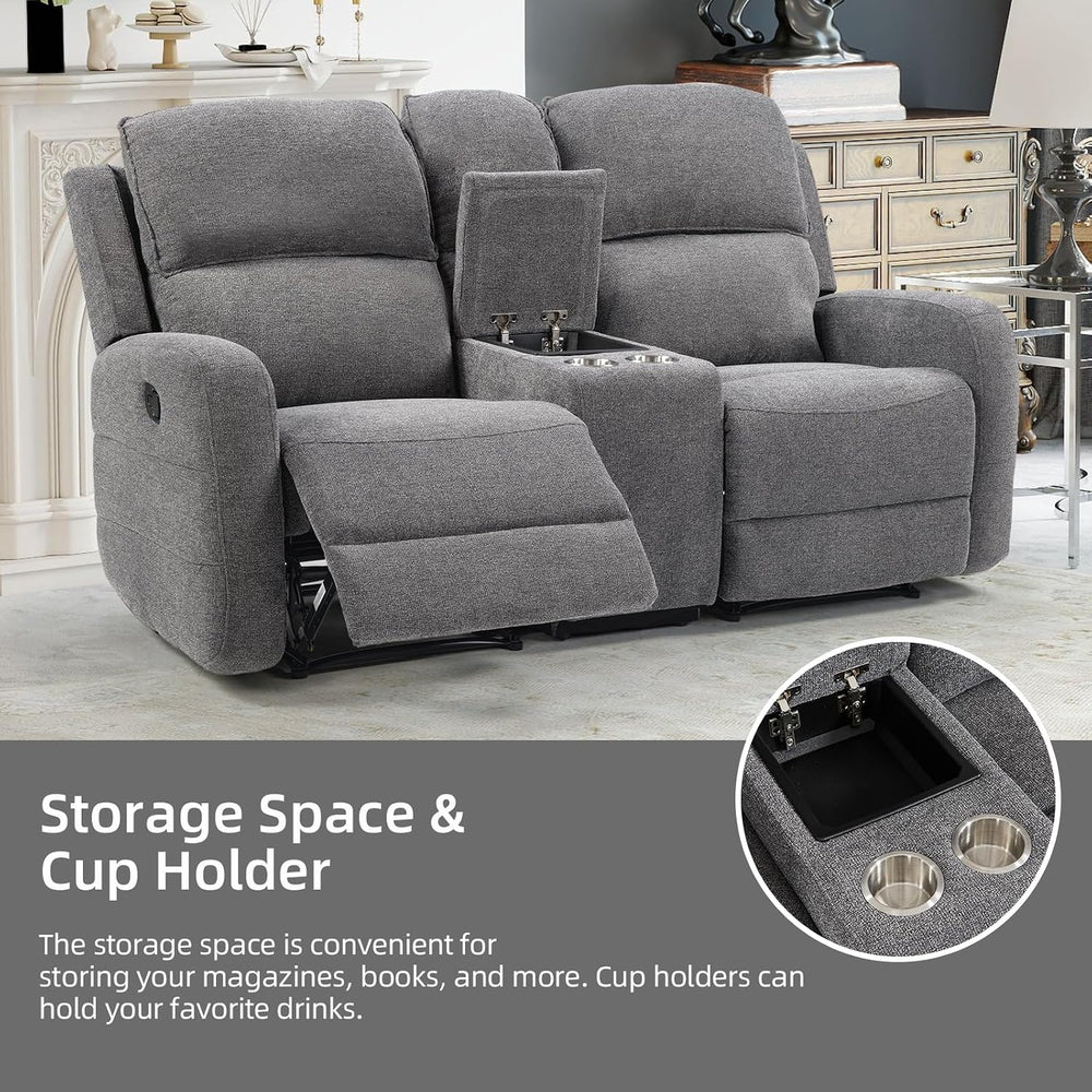 EBELLO Manual Living Room Furniture Reclining Couch Set, Soft Fabric Recliner...
