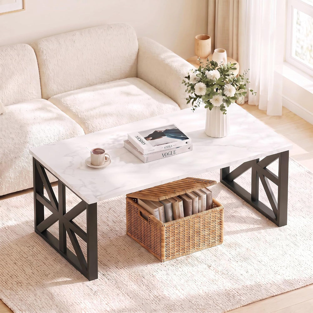 Coffee Tables for Living Room, Marble Coffee Table Modern White