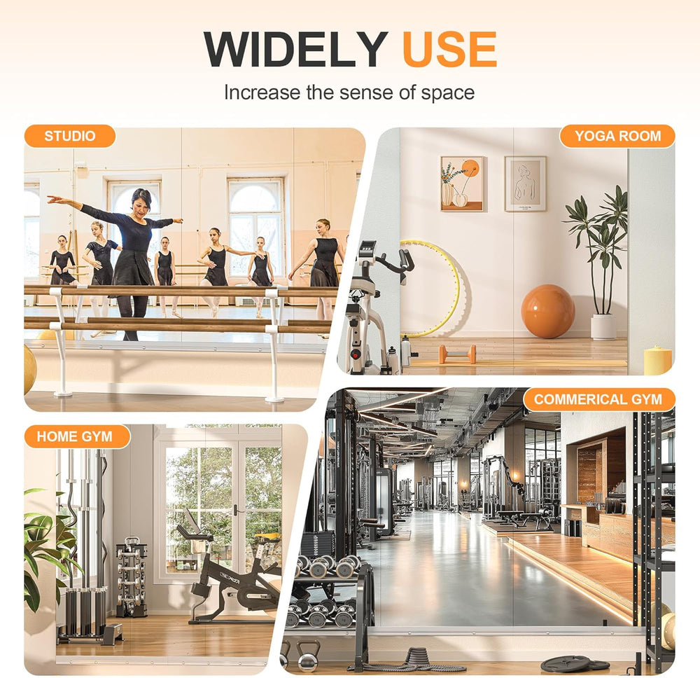 Hasipu Home Gym Mirror, 48"x24" Each, 3-Pack Frameless Wall Mounted...