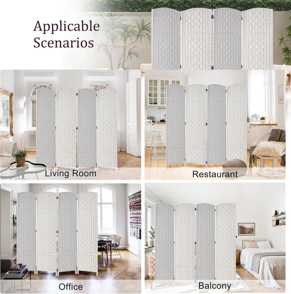 RHF Room Divider Panel,Partition Room Dividers,4Panel Privacy Screen,White