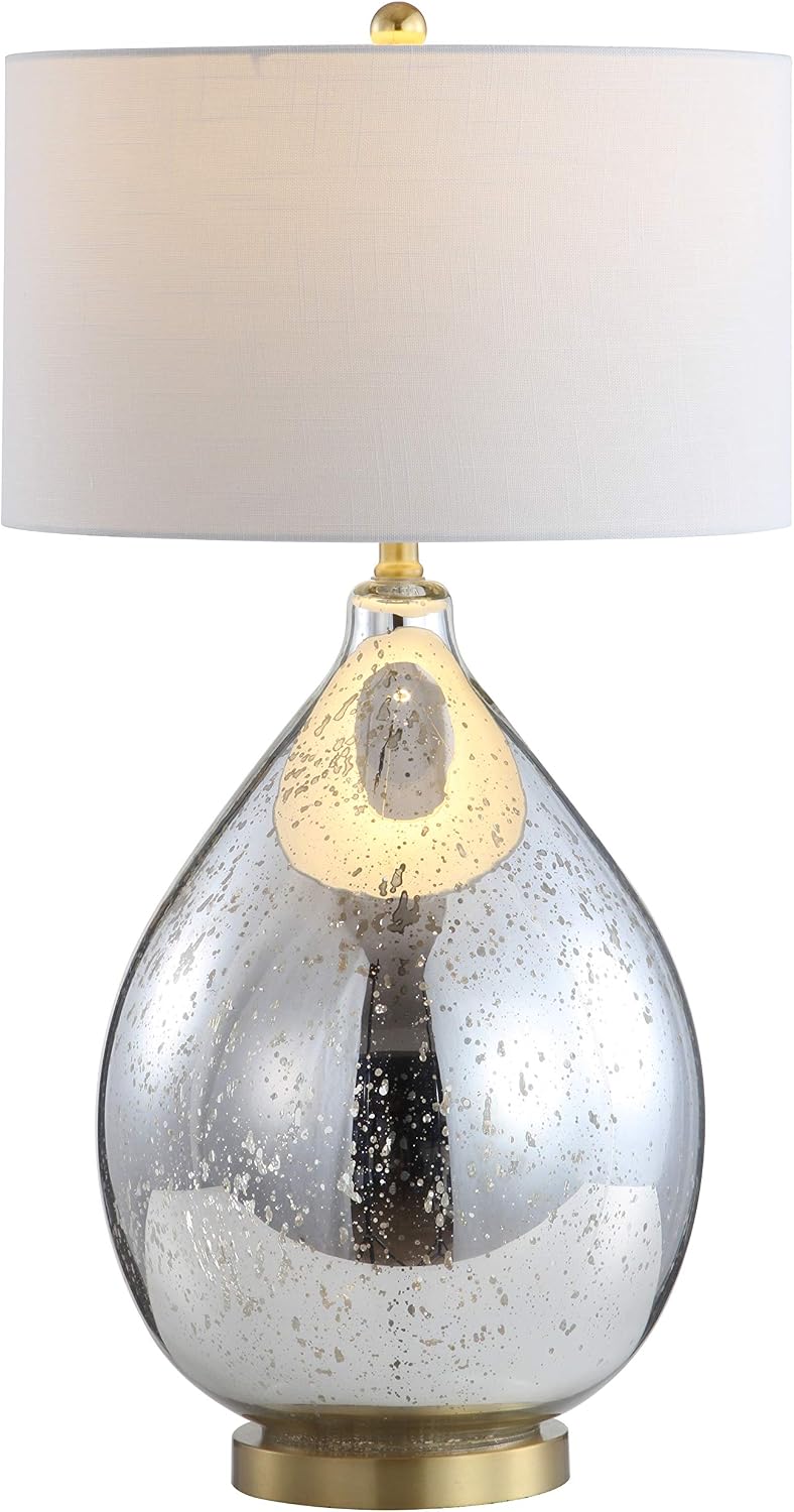 JONATHAN Y Sasha Glass Metal Teardrop Table Lamp 30.75", Mercury Silver