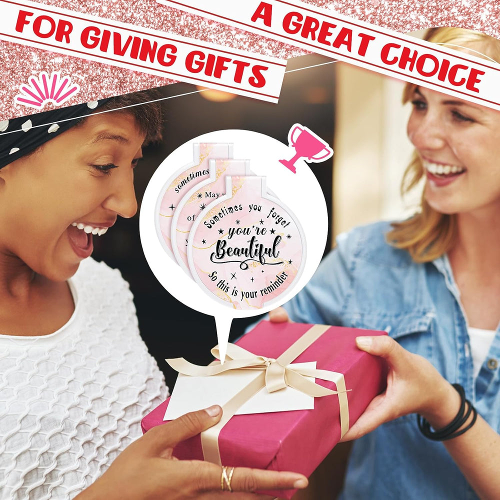 Wenqik 100 Pcs Compact Mirror Bulk Small Gifts for Women, Light Pink