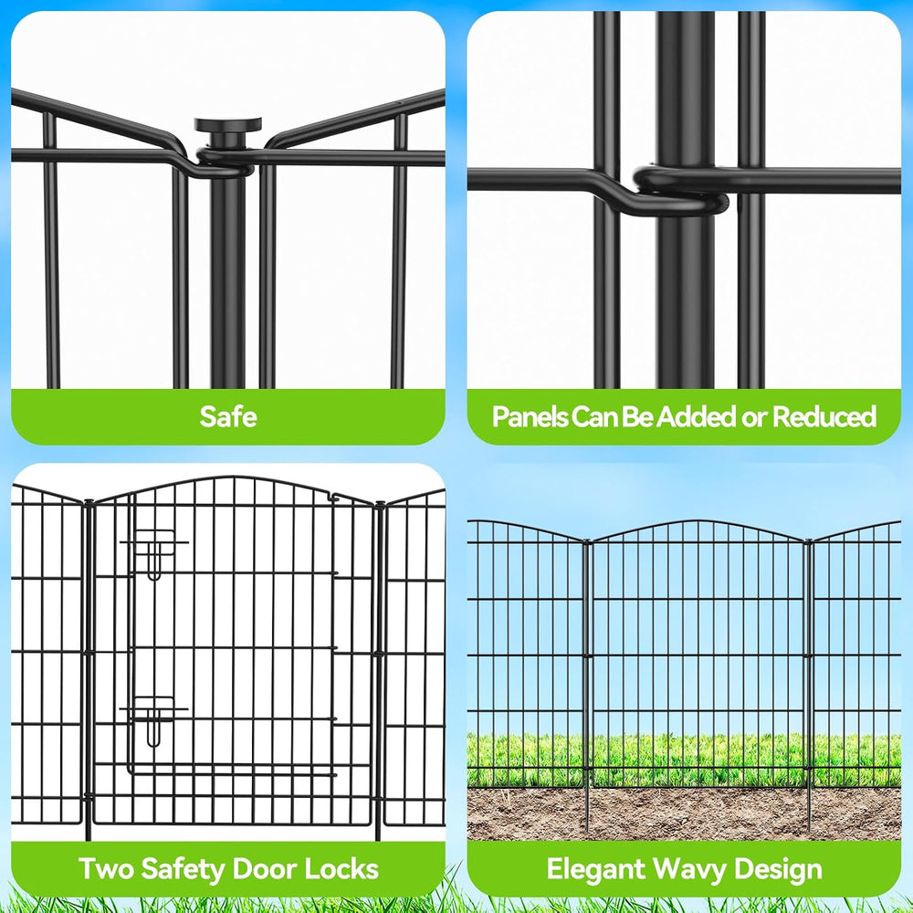 INJOPEXI Garden Fence 12 Panels 23.6ft (L)×30in (H) Decorative Garden Fences ...