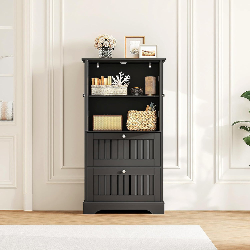 Treocho Bathroom Floor Cabinet with 2 Drawers and Adjustable Shelf