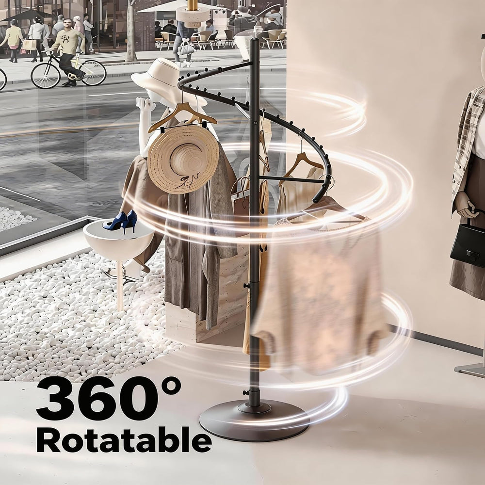HKaikzo Freestanding 360° Rotating Clothing Rack, Height Adjustable Heavy Dut...