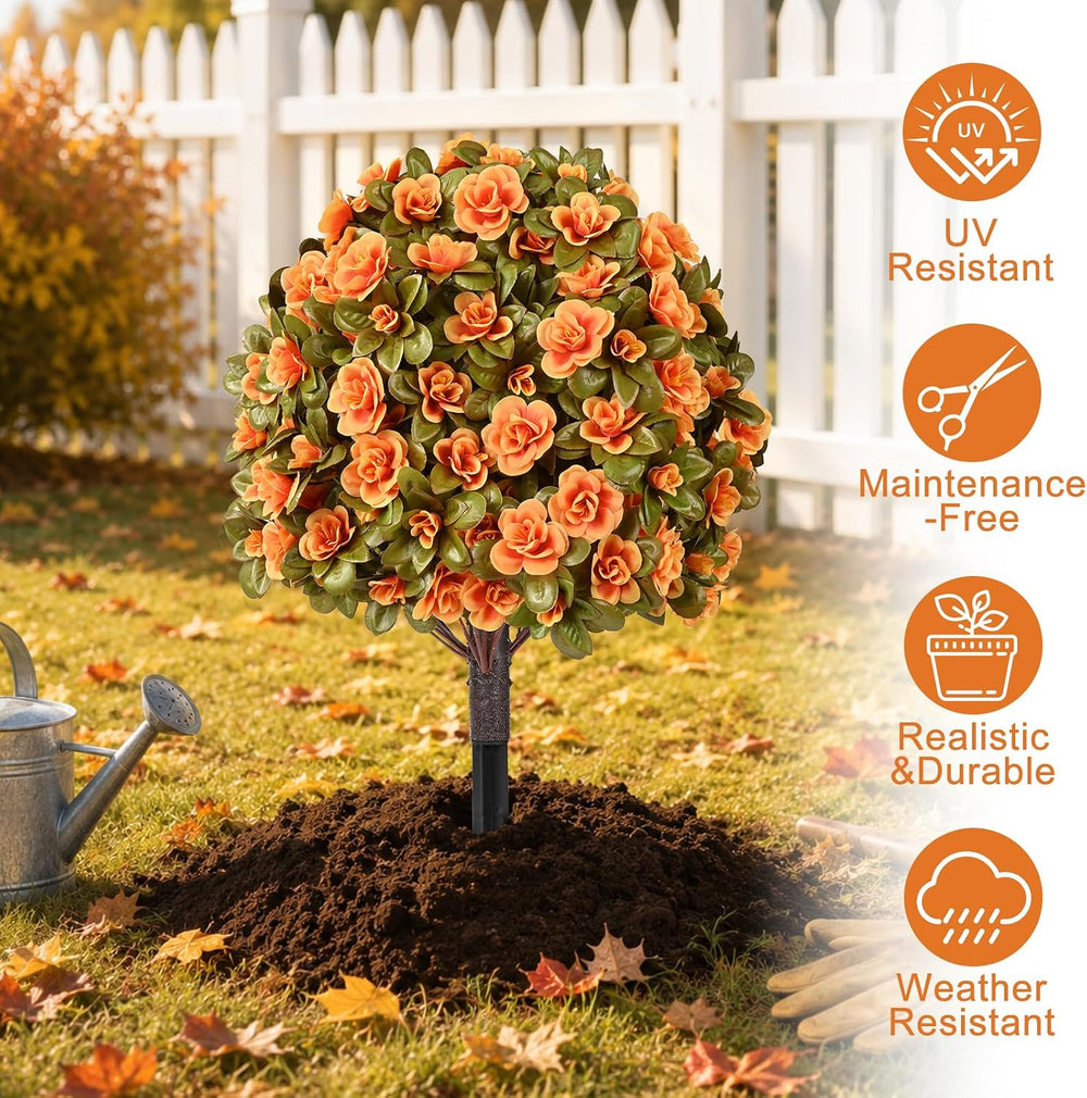 Waipfaru Artificial Mums for Outdoors, Fake Bushes Topiary Ball Fall Decor