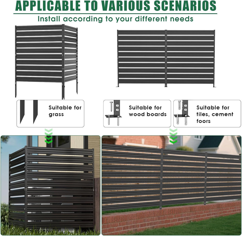 3 Panels Metal Air Conditioner Fence, 42" H x 38" W Privacy Fence P...