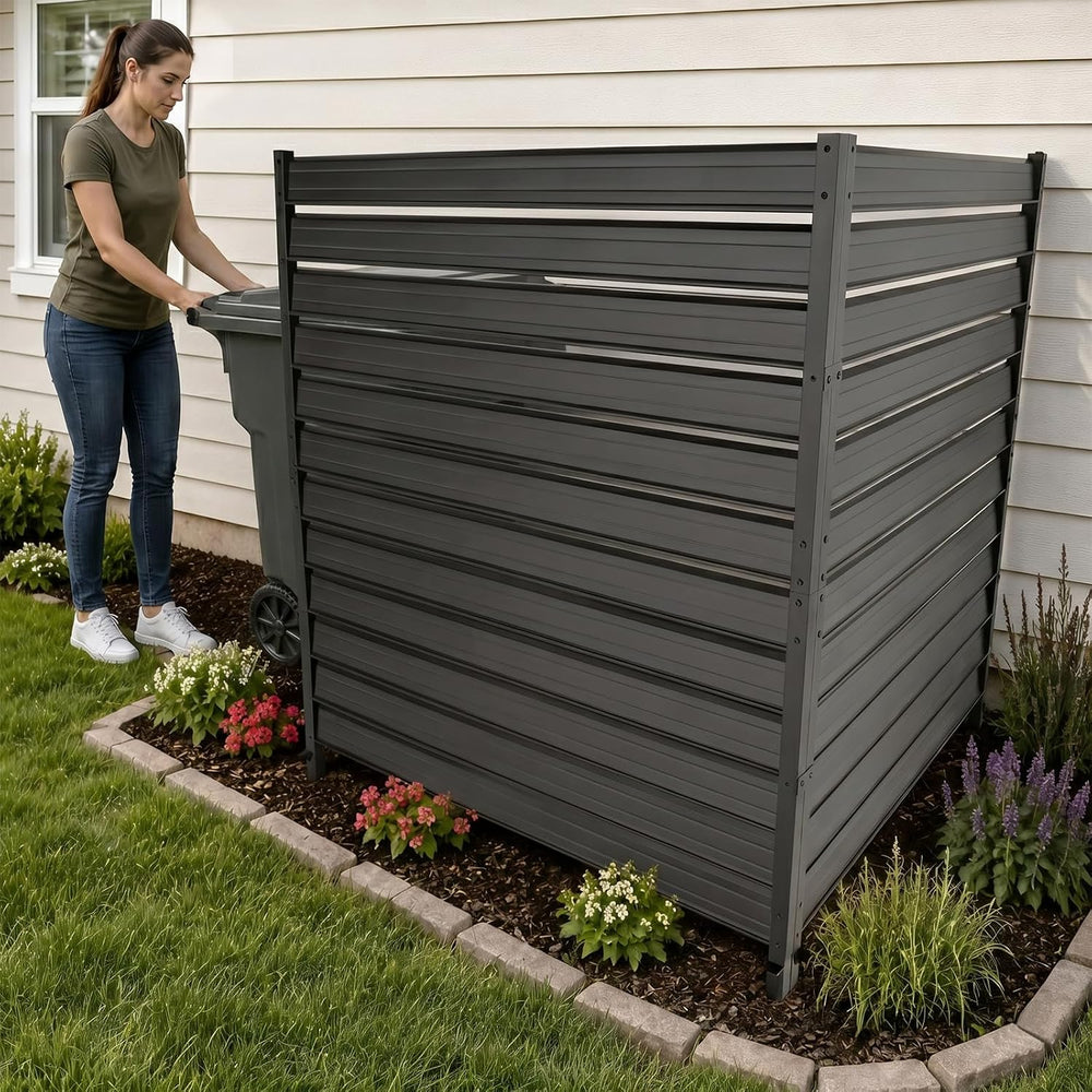 2 Panel Air Conditioner Fence, 42" H x 6.33 FT W Metal AC Unit Fence wit...