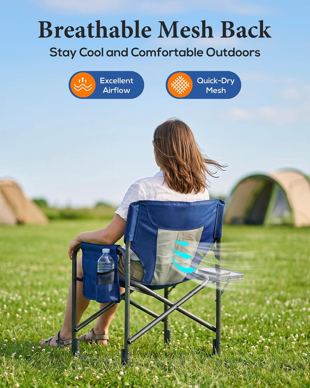 Heavy Duty Oversized Camping Folding Chair, Support 400lbs
