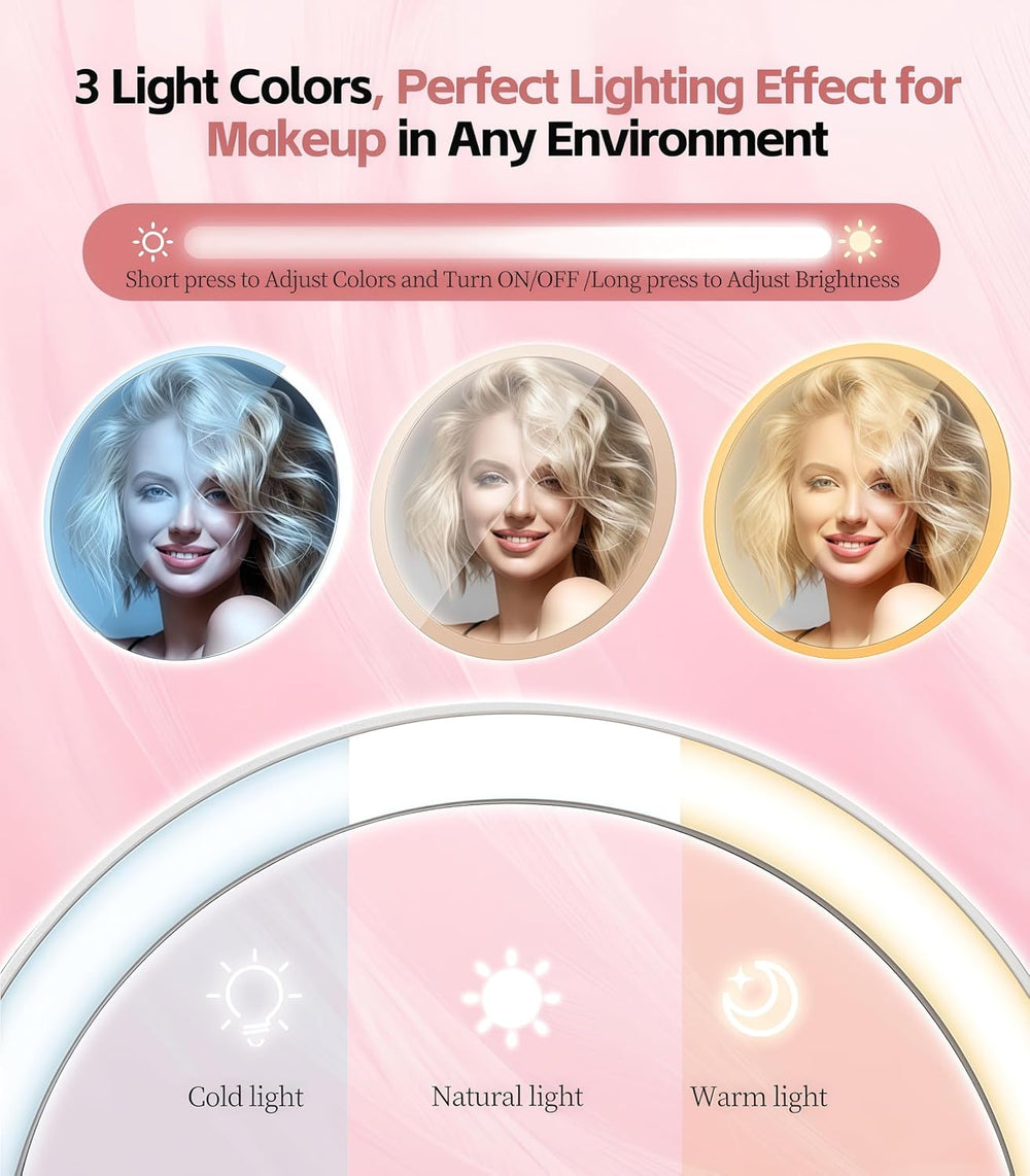 Travel Makeup Mirror with Lights 2026 New, 1X/30X Magnification Dual-Sided