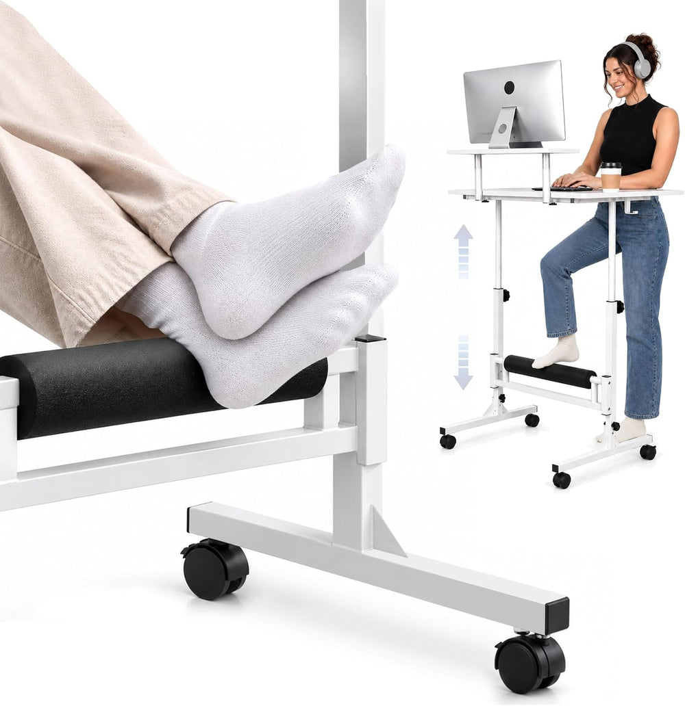 Standing Desk with Wheels, Adjustable Rolling Laptop Computer Desk