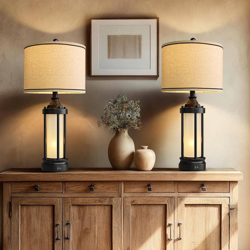 25'' Table Lamps for Bedroom Living Room Lamps Set of 2 Farmhouse Nig...