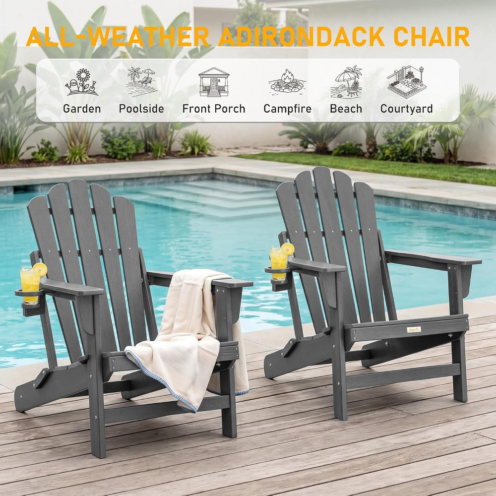 Oversized Folding Adirondack Chair, HDPE Fire Pit Chair Holds 400 LBS