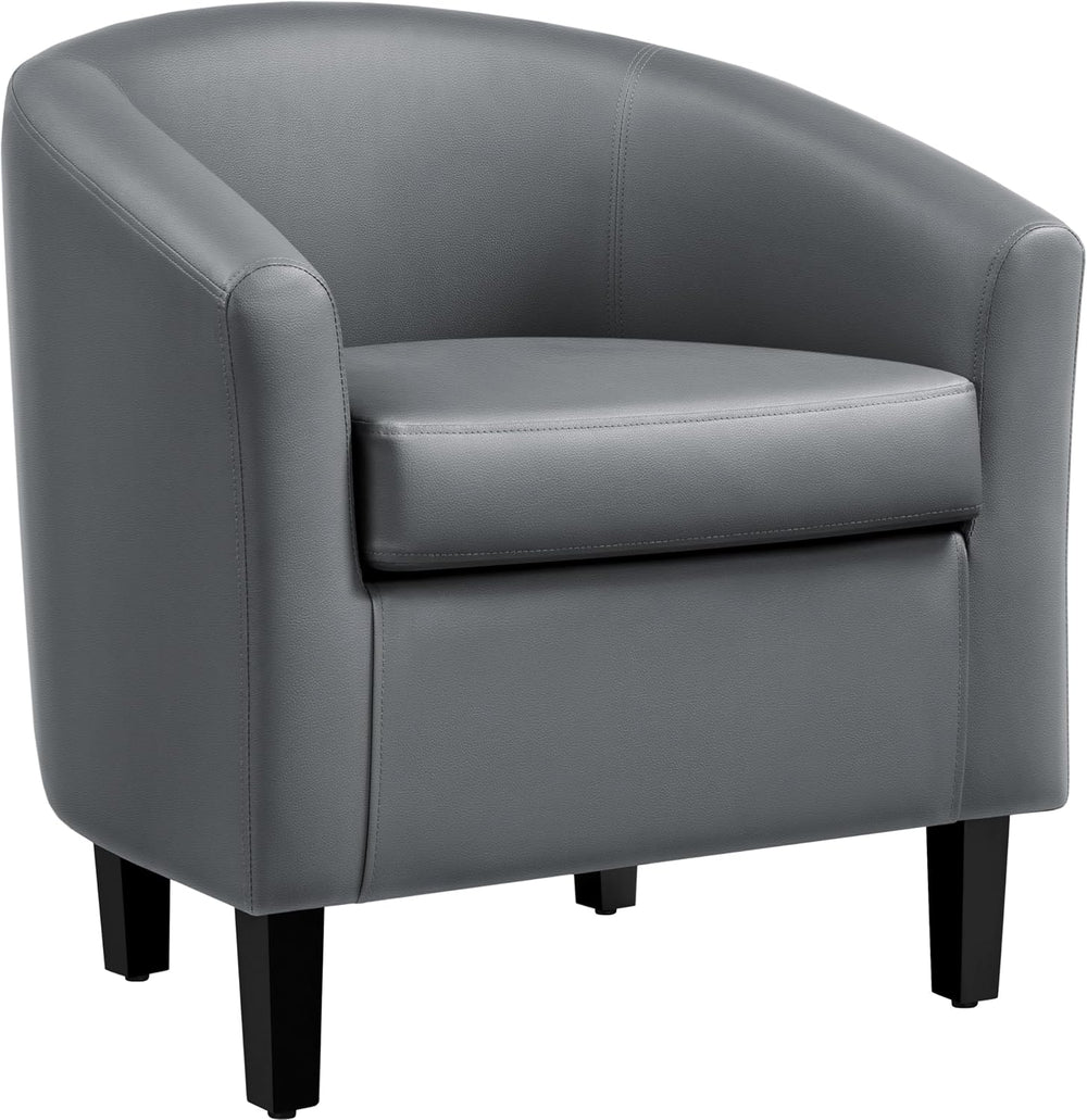 Yaheetech Accent Chairs, Faux Leather Barrel Armchairs, Gray