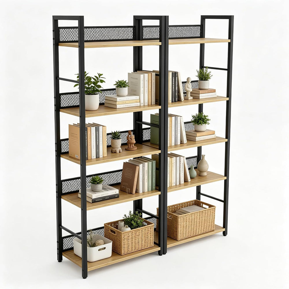 4 Tier Bookshelf, Classic Tall Bookcase Storage Organizer for CDs Books