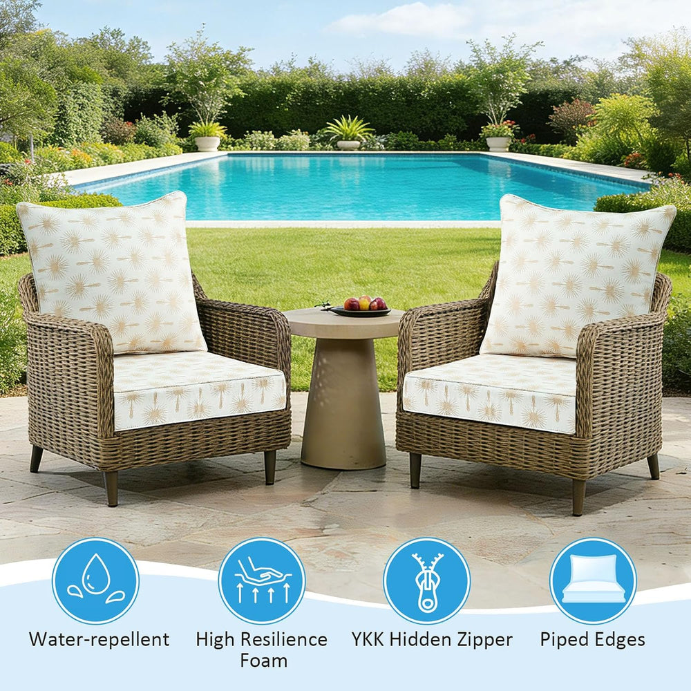 Outdoor Deep Seat & Back Cushion Set (2-Pack), 24 x 24 Inch Water Repelle...