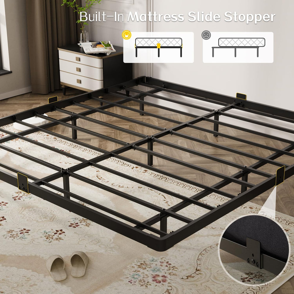 OLEVS King Size Floating Bed Frame Metal with LED Light & Charging Station