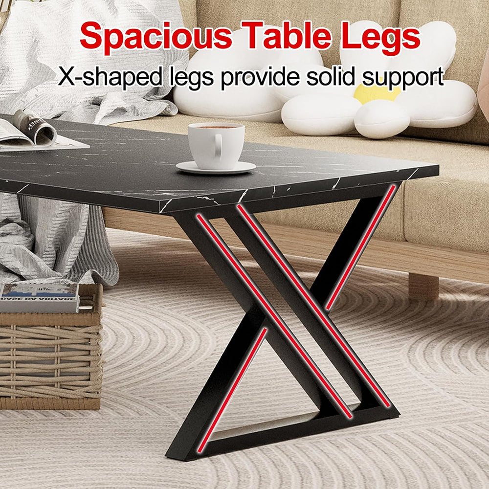 Wolawu Coffee Table Living Room Tables Black Coffee Tables for Home Office
