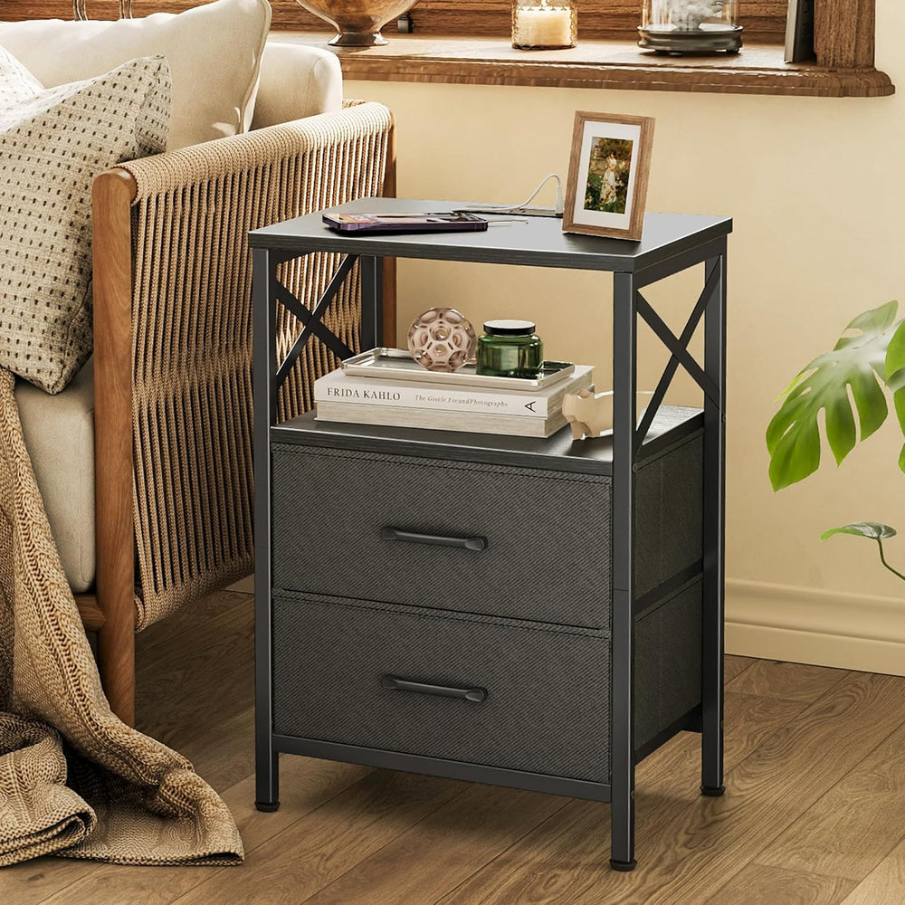 Huuger Night Stand with Charger Station, USB-C Port, End Table