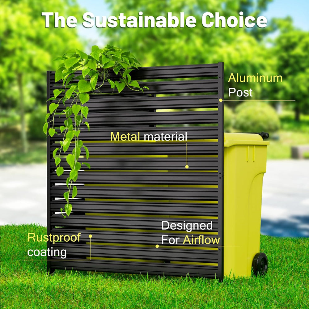 No-Dig Metal Privacy Fence Screen, 42" H × 38" W Air Conditioner Fence