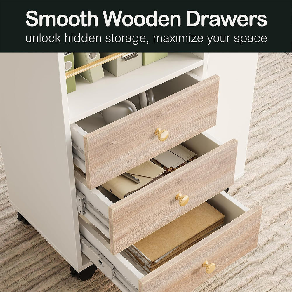 ModernMate Mobile File Cabinet Under Desk with 3 Drawer & Lockable Wheels