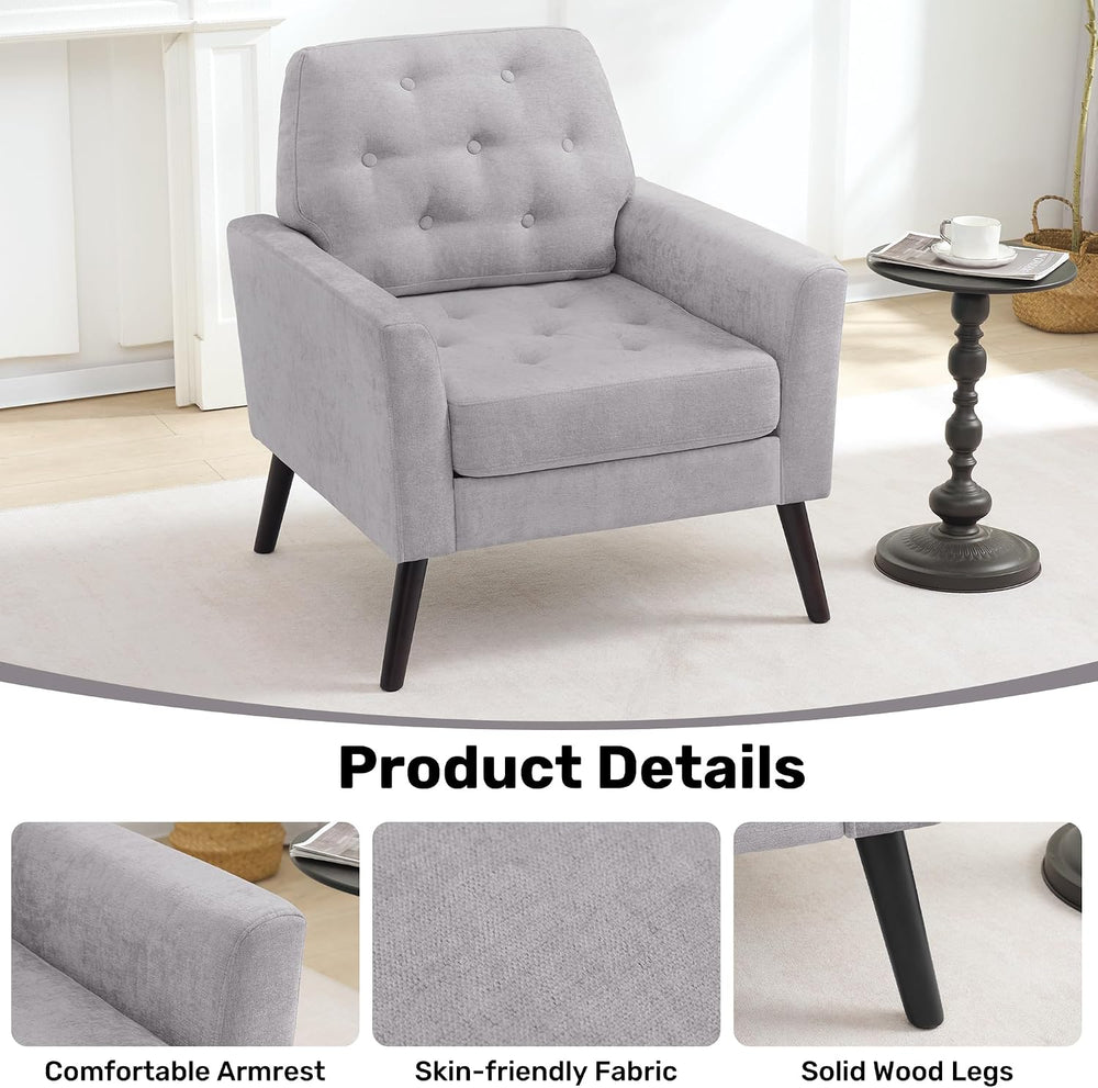 Accent Chair for Living Room, Mid Century Modern Reading Chair, Upholstered A...