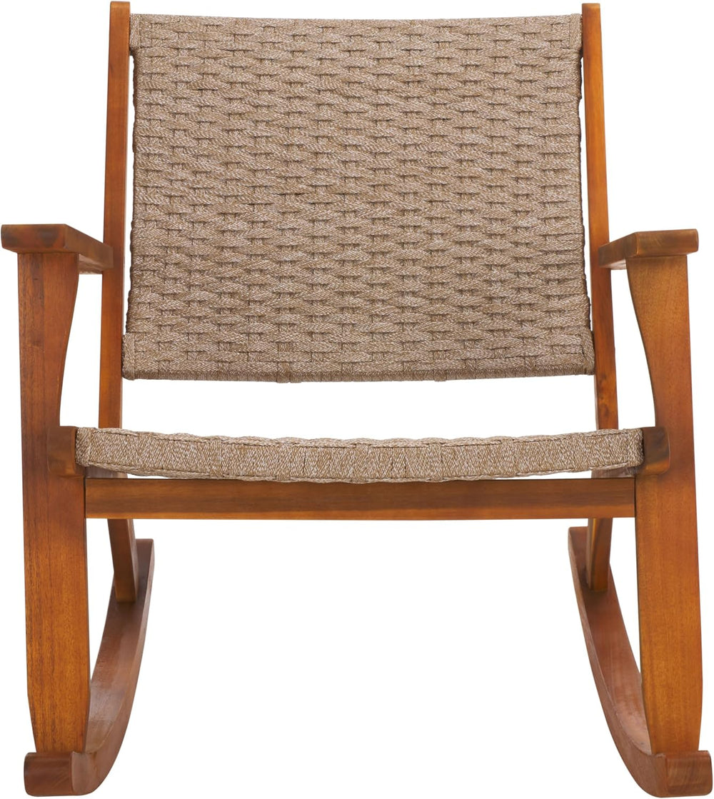 SAFAVIEH Outdoor Collection Daniel Natural Solid Wood Rocking Chair