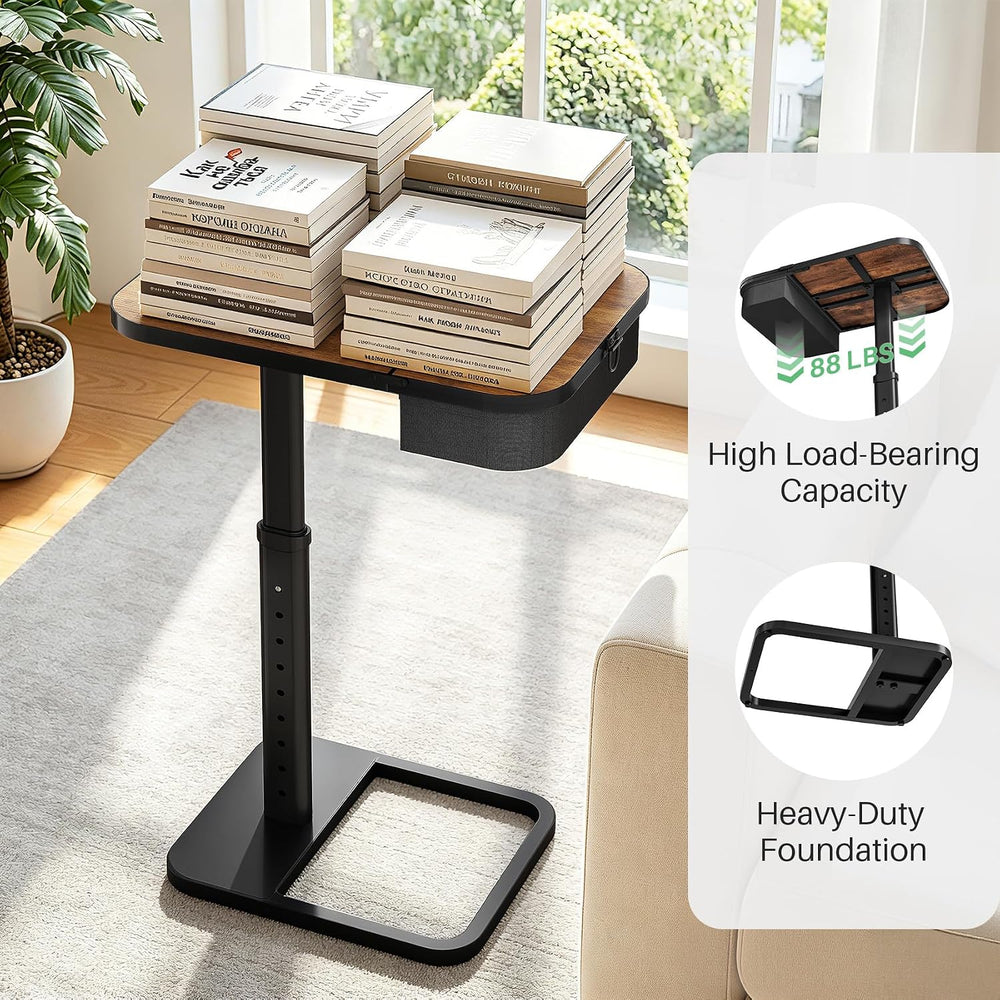Kitstorack TV Tray Table with Flip-Top Storage, Adjustable Height