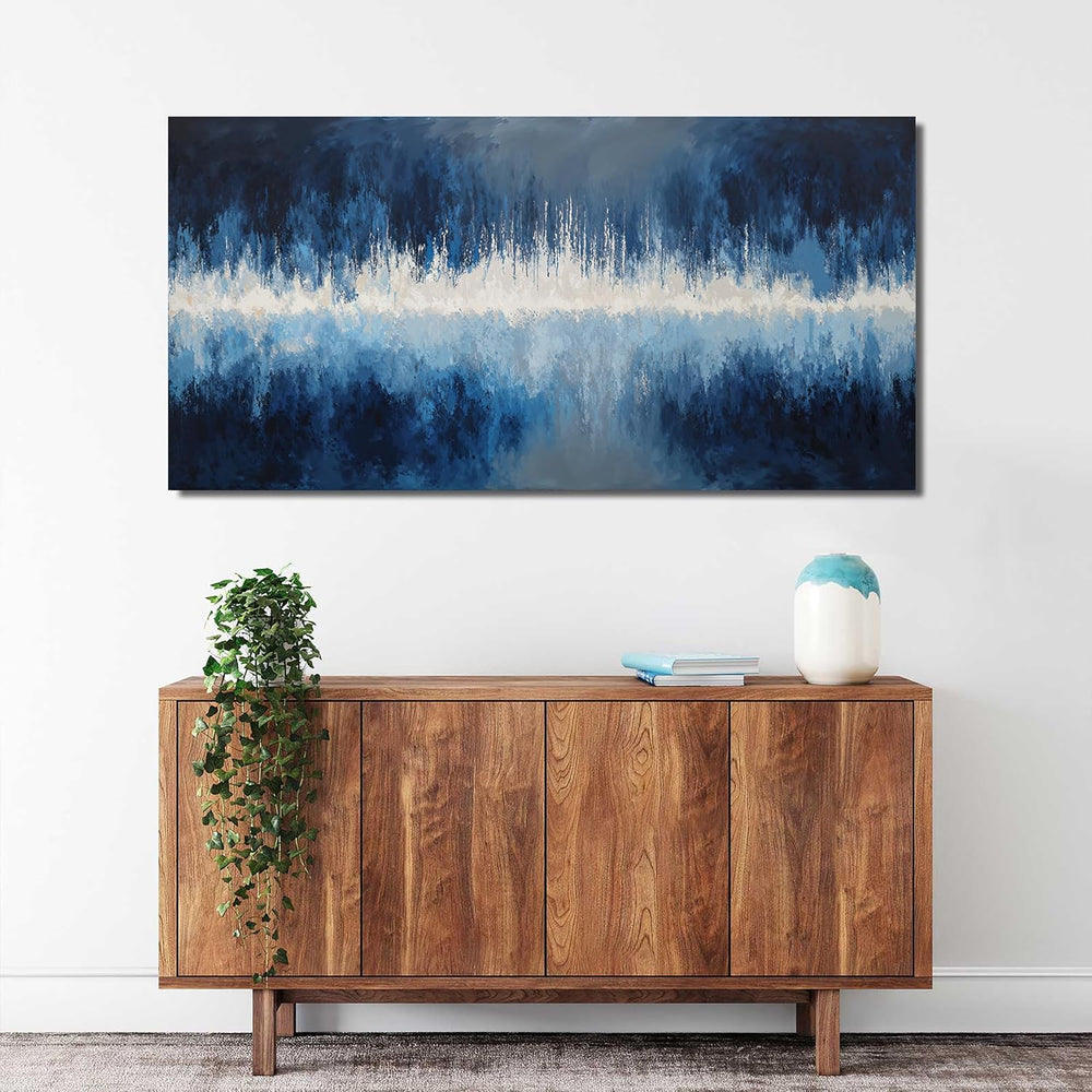 YISXINOAG Deep Blue Abstract Wall Art Modern Calm Cool Tones Canvas 20"X...
