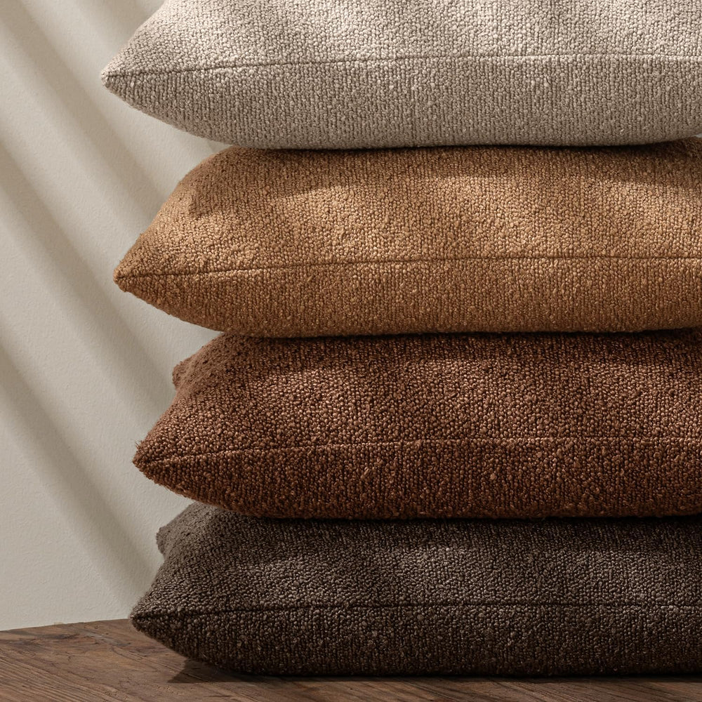 MIULEE 26x26 Decorative Euro Sham Boucle Couch Pillow Covers Brown