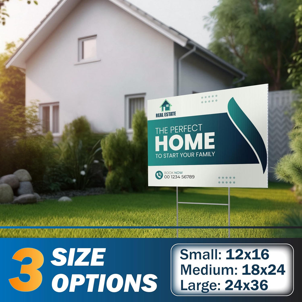 Pack of 10, Custom Yard Sign - Upload Your Design, 3 Sizes, 35 Backgrounds, 2...