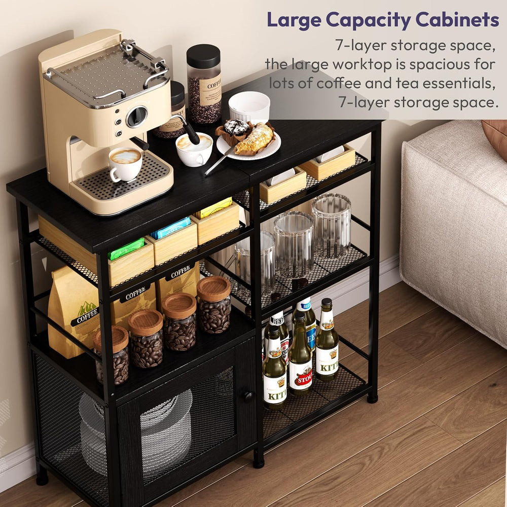 SWTYMIKI Coffee Bar Cabinet Station - Farmhouse Small Coffee Stand Station wi...