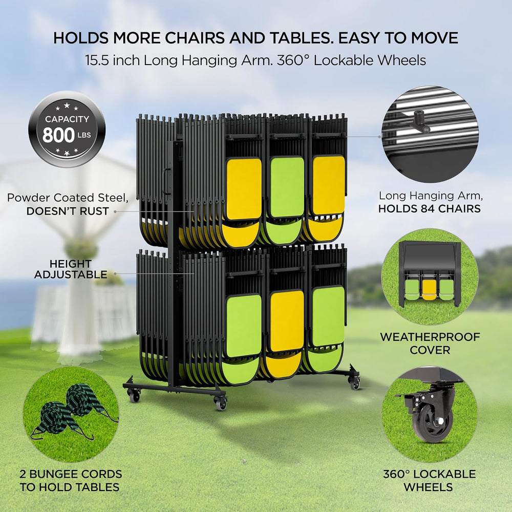 Folding Chair Rack Folding Chair Cart Storage Dolly with Wheels and Holder