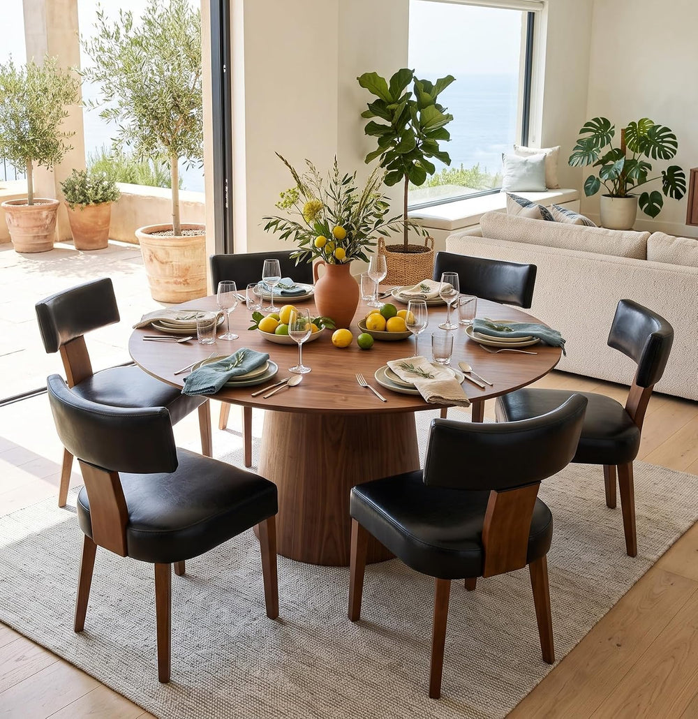 RIVOVA Set of 4 Mid Century Modern Dining Chairs, Farmhouse PU Leather Uphols...