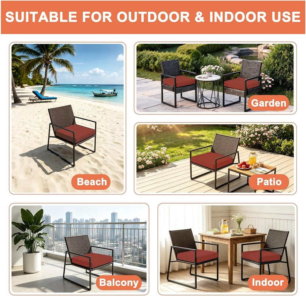 Outdoor Chair Cushions, Red-Brown, 20x20x3.1 in, Set of 4