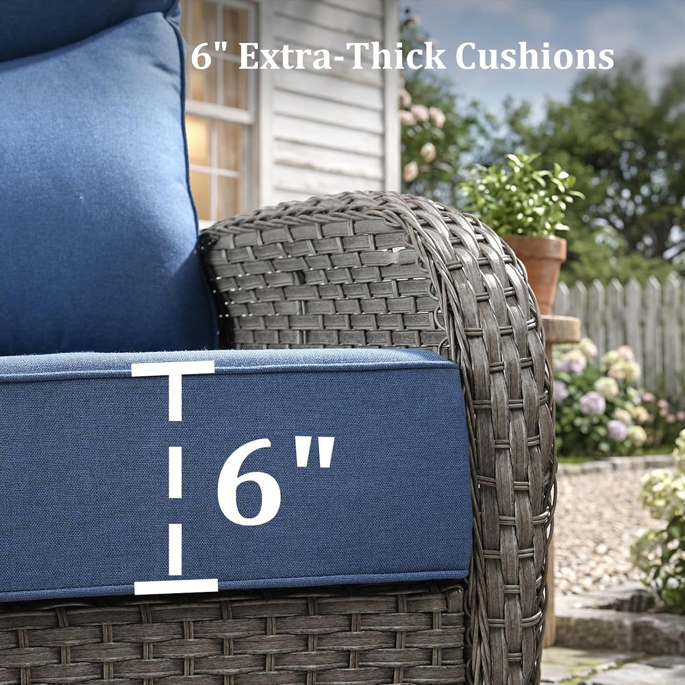 3Pc Patio Furniture Set, Swivel Chairs & Side Table Gray/Gray