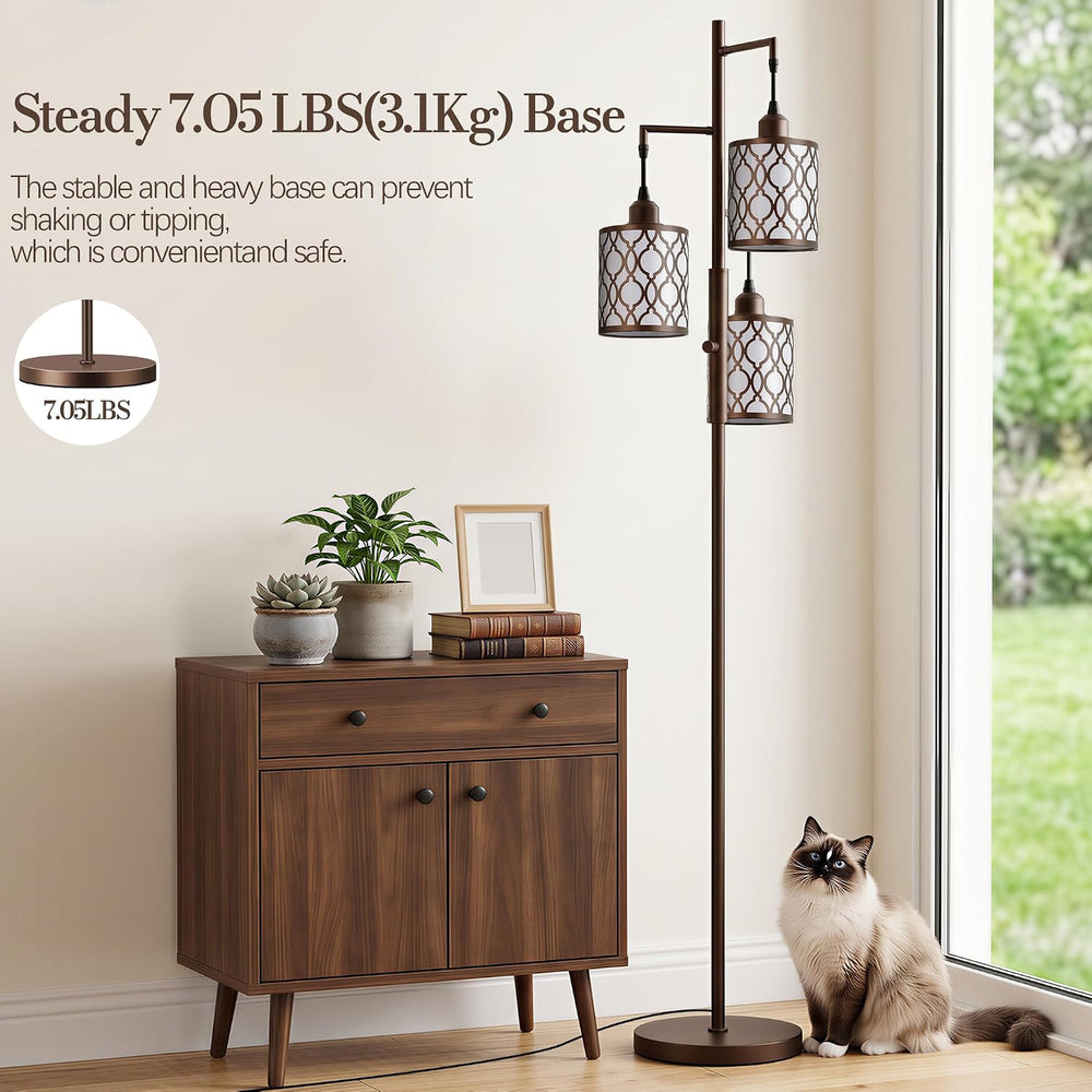 73" Dimmable Floor Lamp for Living Room, Standing lamps with Remote, Brown