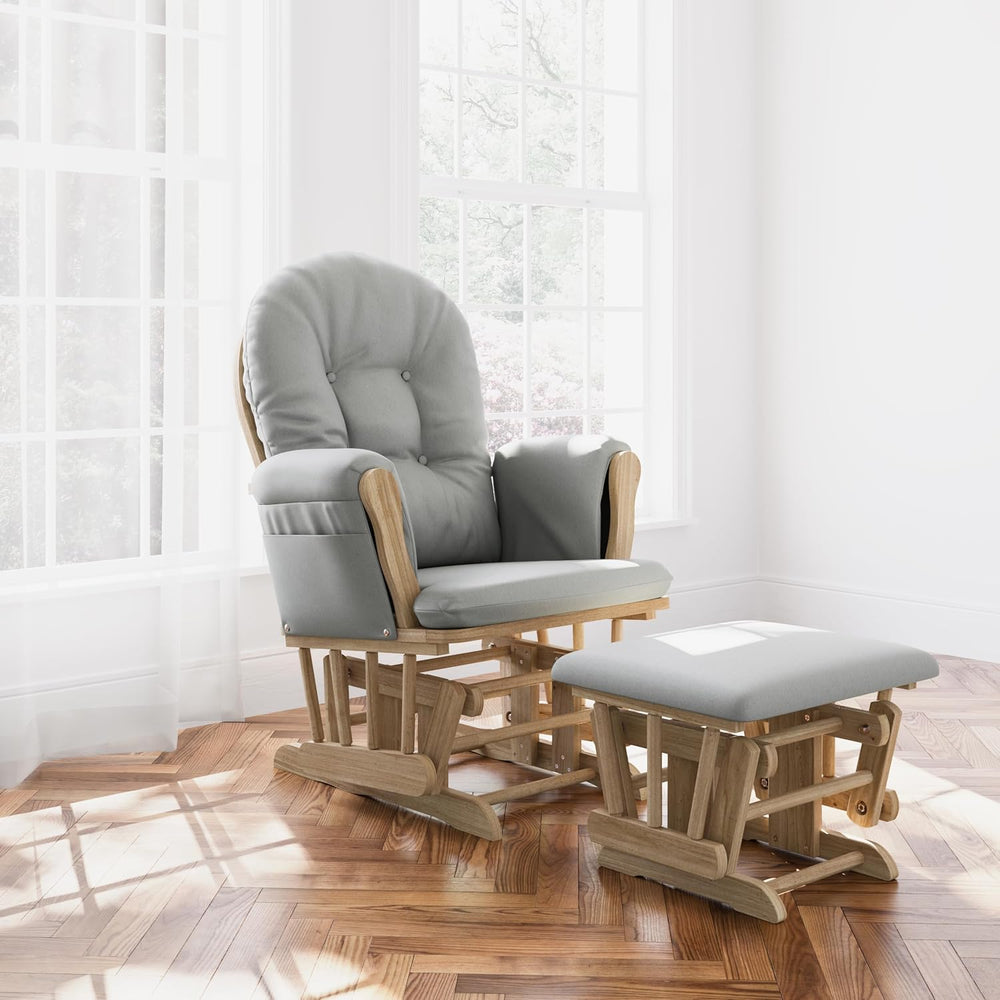Storkcraft Premium Hoop Glider & Ottoman, Natural/Light Gray
