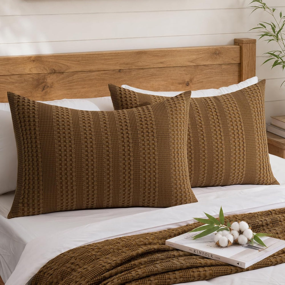 a moment Queen Pillow Shams Bamboo Pillowcases - Waffle Weave, Ultra Soft &am...
