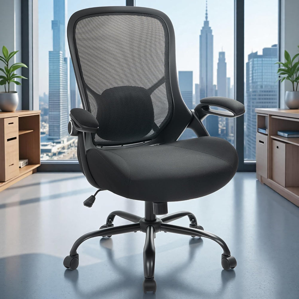 HYLONE 400lb Office Chair Big and Tall,Desk Chair with Lumbar Support,Black