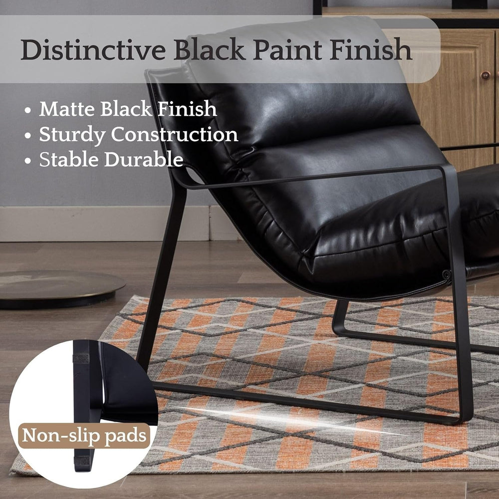 LukeAlon Modern PU Leather Accent Armchair, Black
