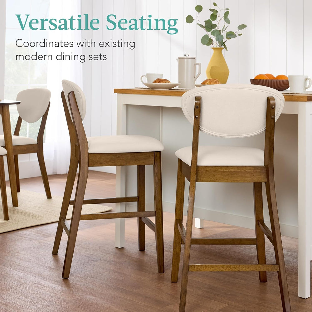 Best Choice Products Set of 2 Counter-Height Bar Stools, Mid-Century Modern, ...