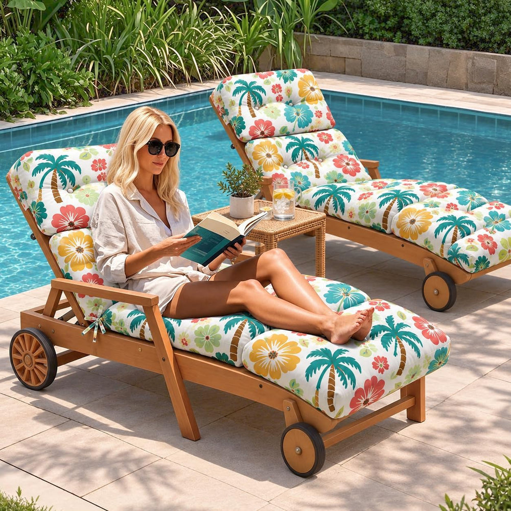 Outdoor Chaise Lounge Chair Cushions Set of 2 Waterproof 75.1x22.8x4.7" 5#